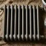 Radiateur sablage fonte : métal gris nu après ponçage