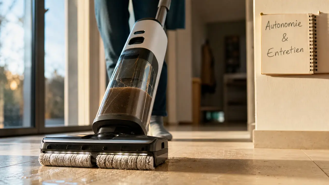 Aspirateur laveur karcher avis : rouleaux microfibres et eau sale aspirée