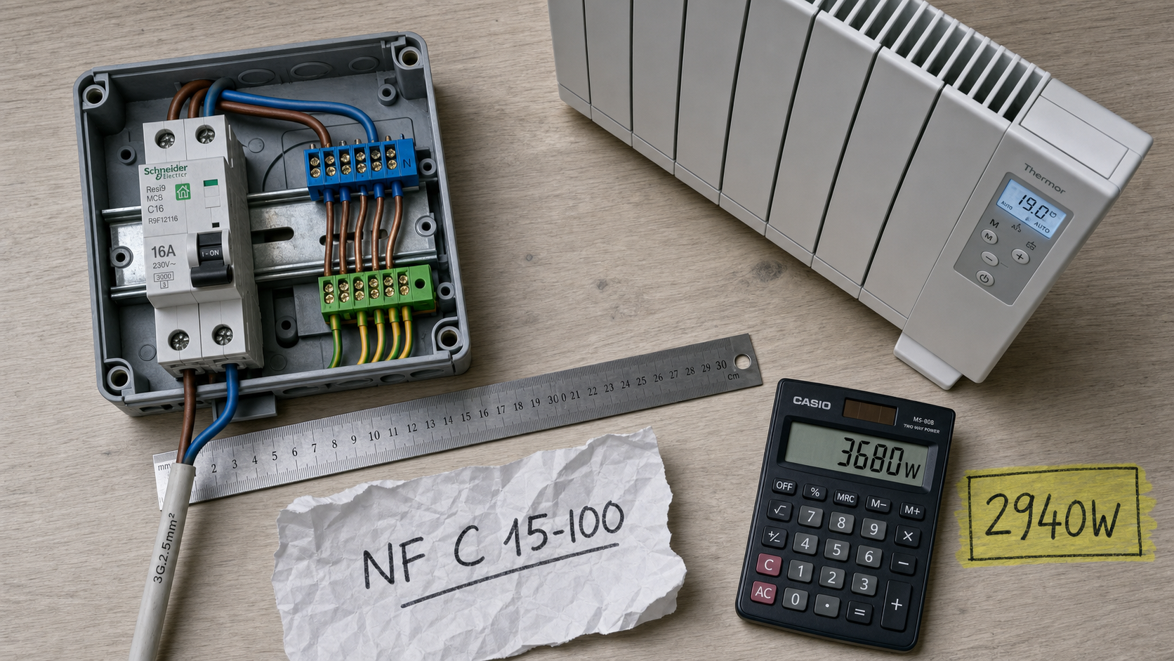 Combien de radiateur par disjoncteur : calcul de puissance et normes NF C 15-100