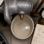 Purger radiateur fonte : vis de purge et eau de purge sous la chaudière