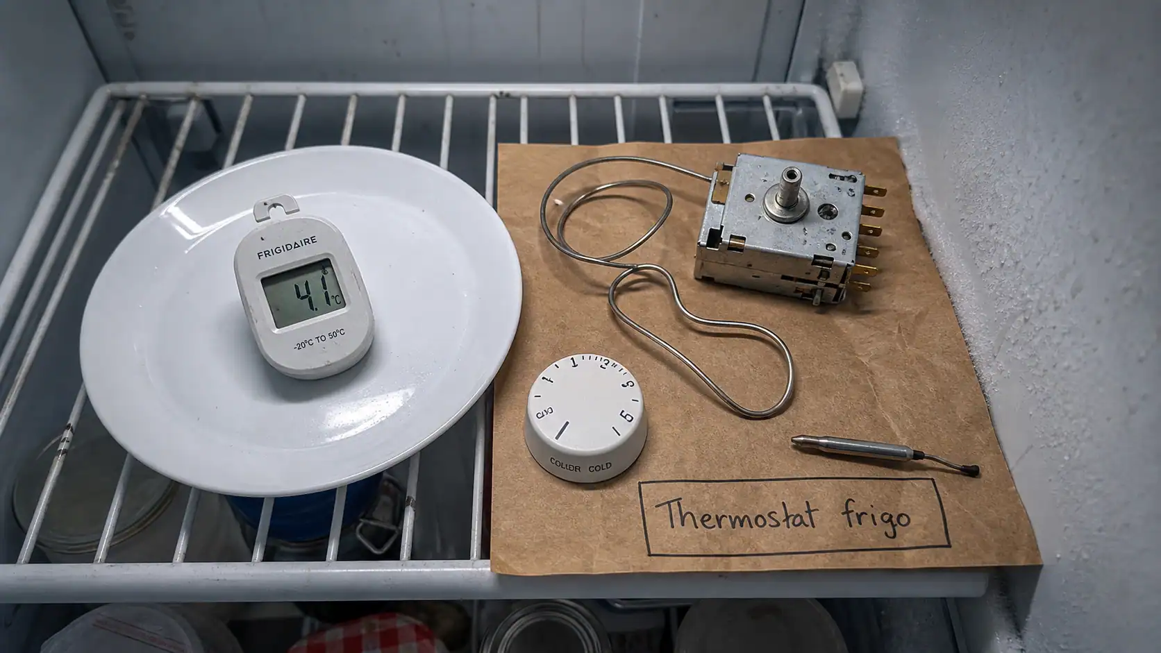 Thermostat frigo avec sonde capillaire et réglage 5°C
