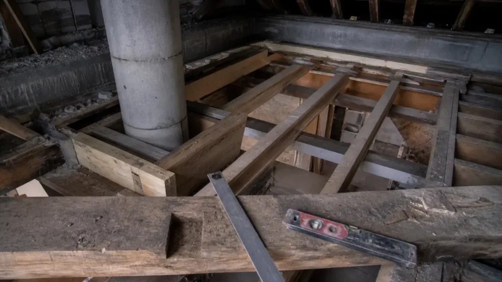 Chevêtre comment soutenir un conduit de cheminée : boisseaux traversant le plancher
