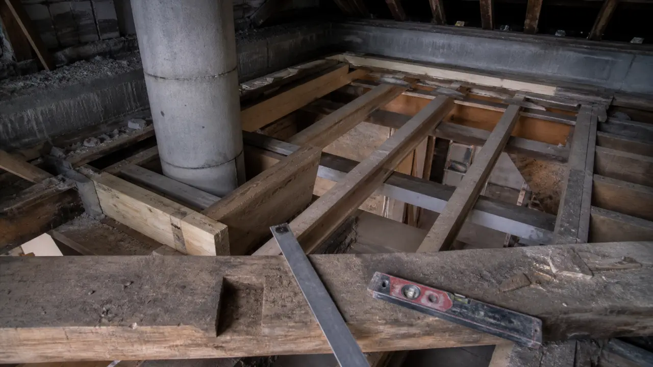 Chevêtre comment soutenir un conduit de cheminée : boisseaux traversant le plancher