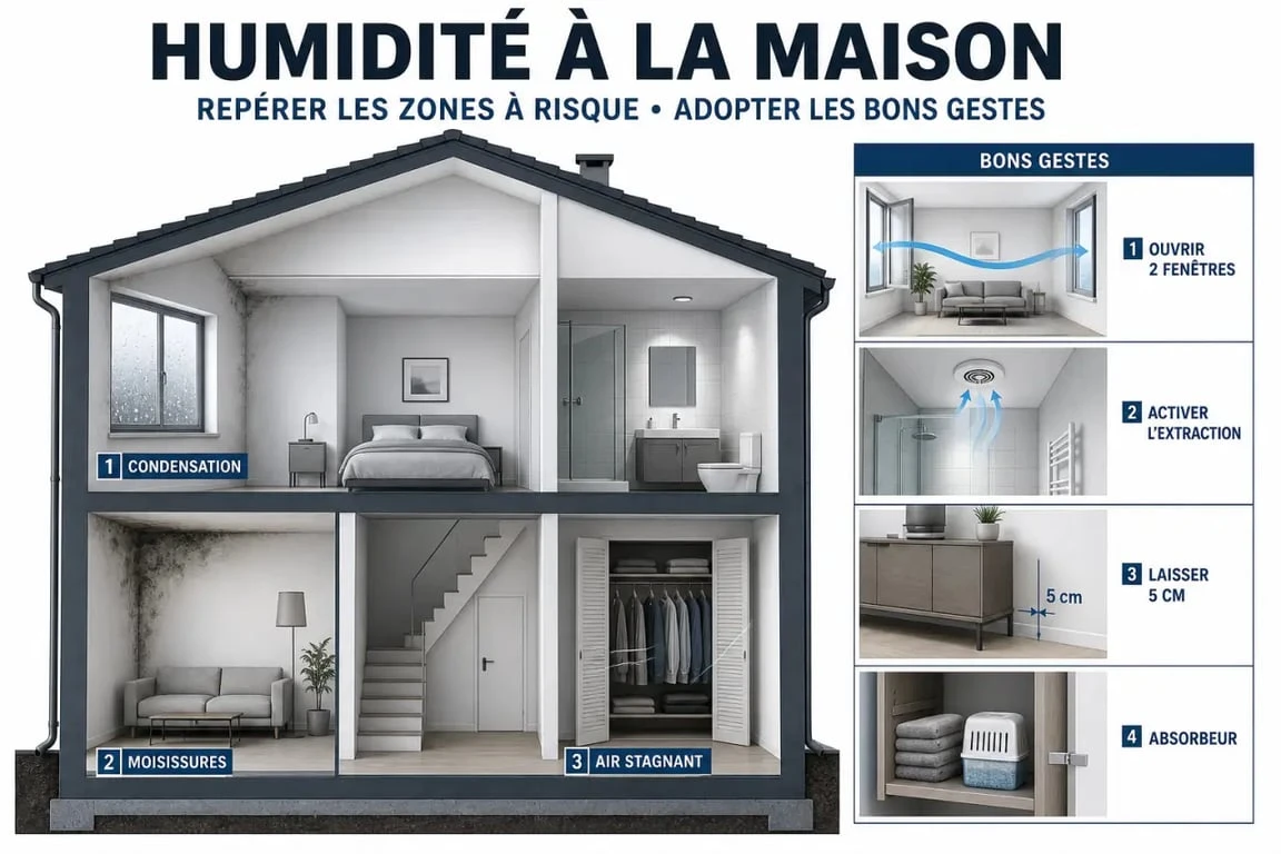 Anti humidité maison : illustration des causes d’humidité et des gestes efficaces