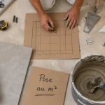 Pose carrelage prix au m² : carreleur trace le calepinage