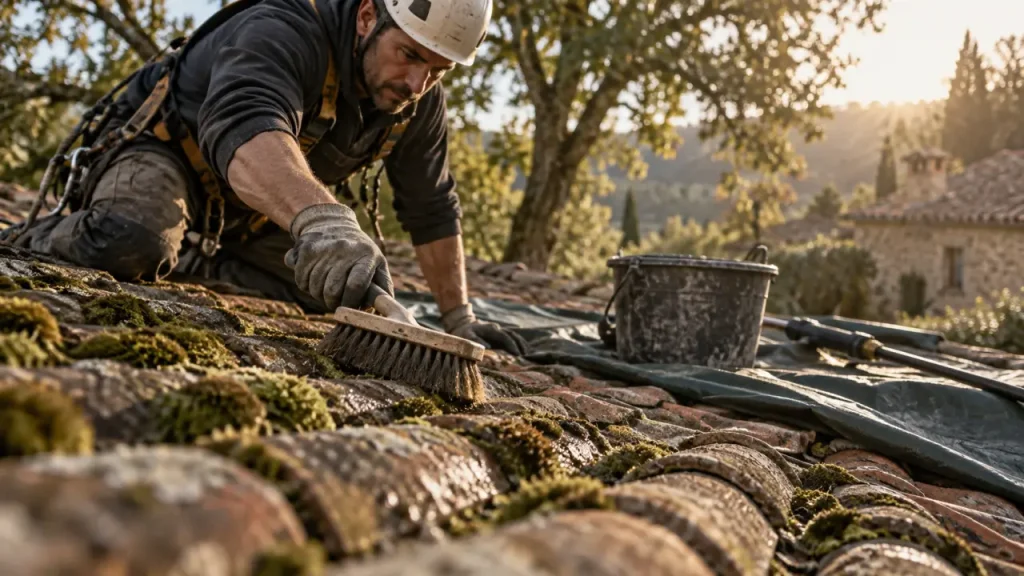 Démoussage toiture : le traitement seul ne suffit pas sans ce geste avant