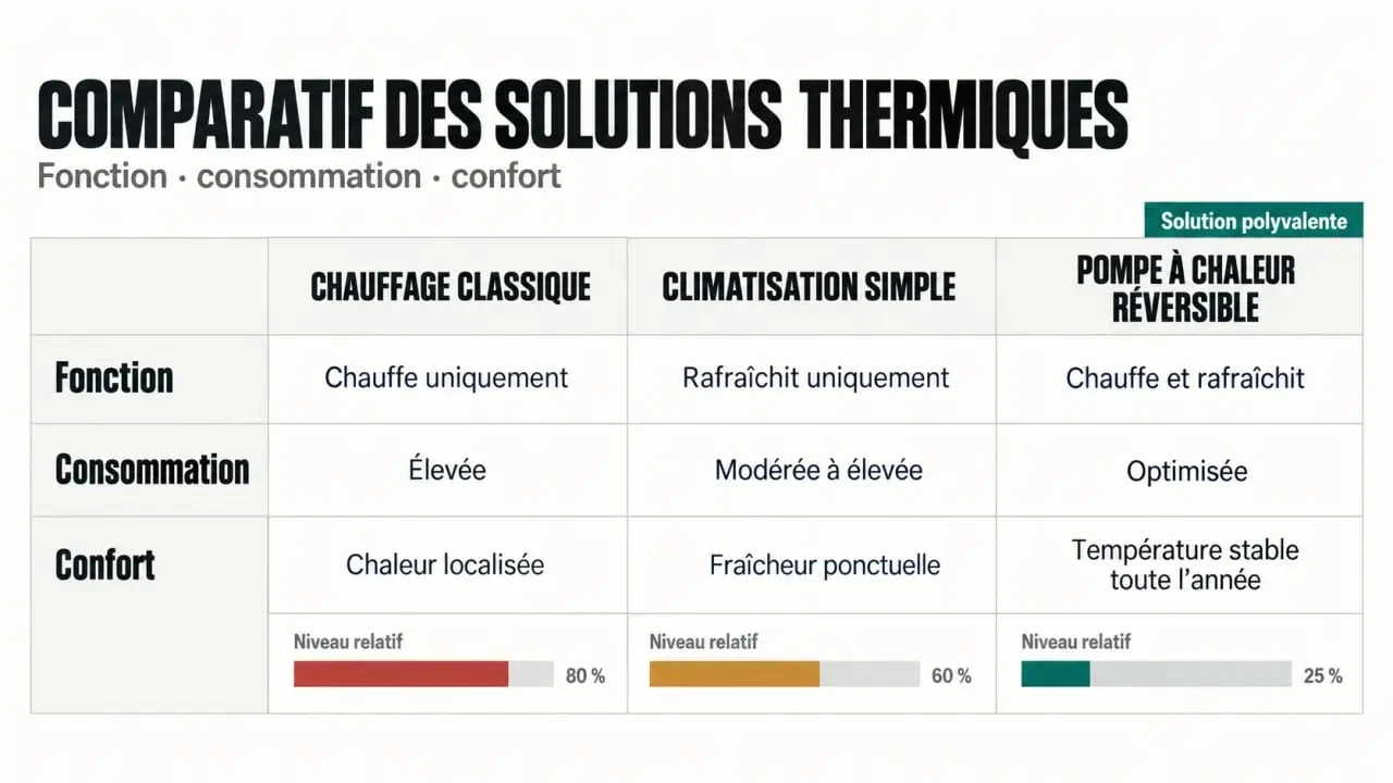 Comparatif des solutions de chauffage et climatisation