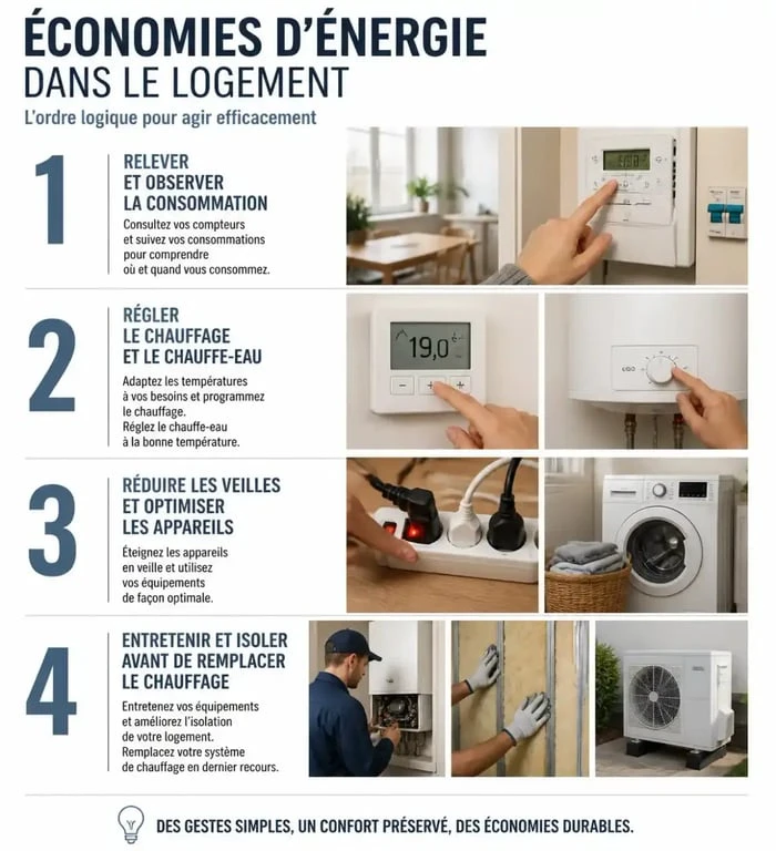 Comment faire des économies d'énergie : étapes prioritaires dans un logement