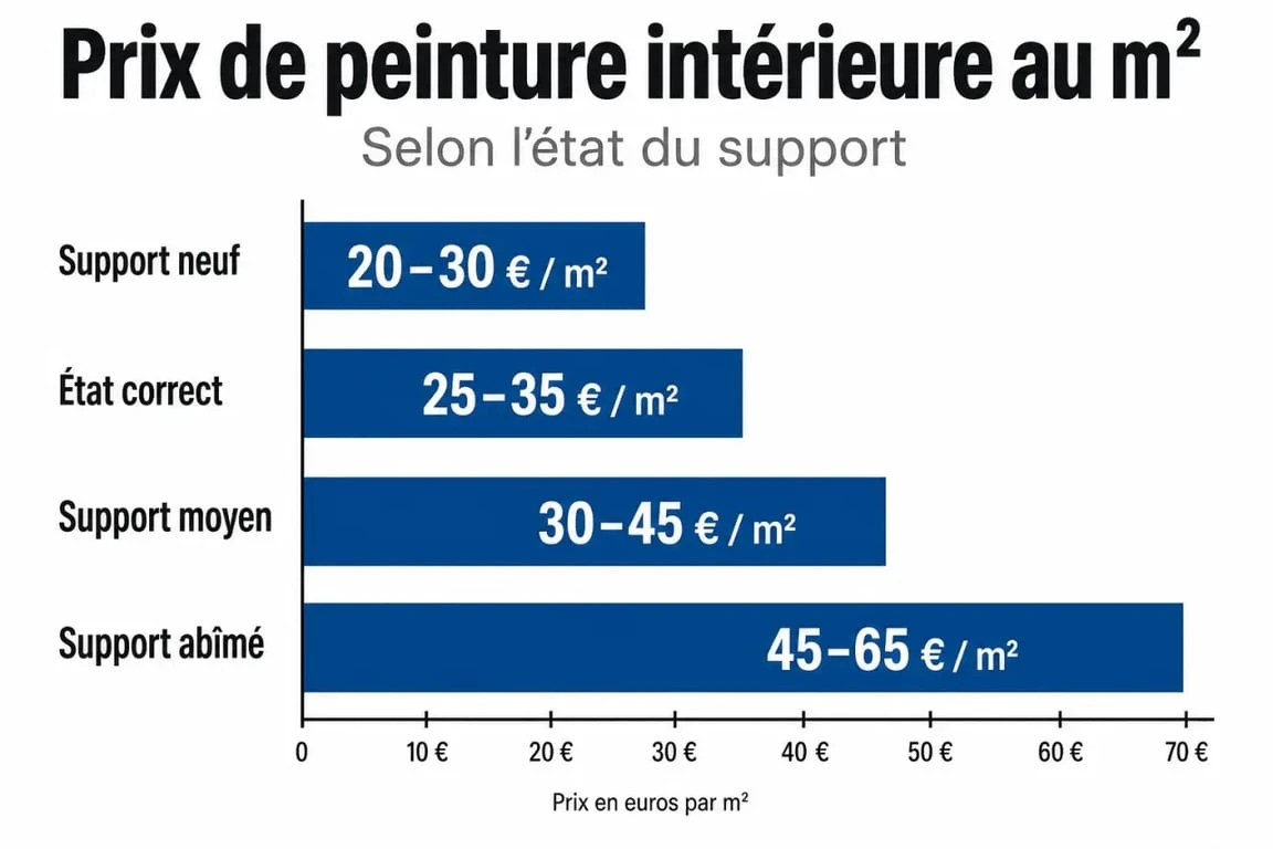 peinture prix metre carre : comparaison des tarifs selon l’état du support, du mur neuf au support abîmé