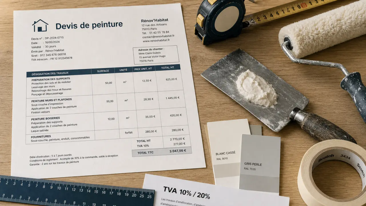 Peinture prix metre carre : devis et mètre ruban pour devis au m²