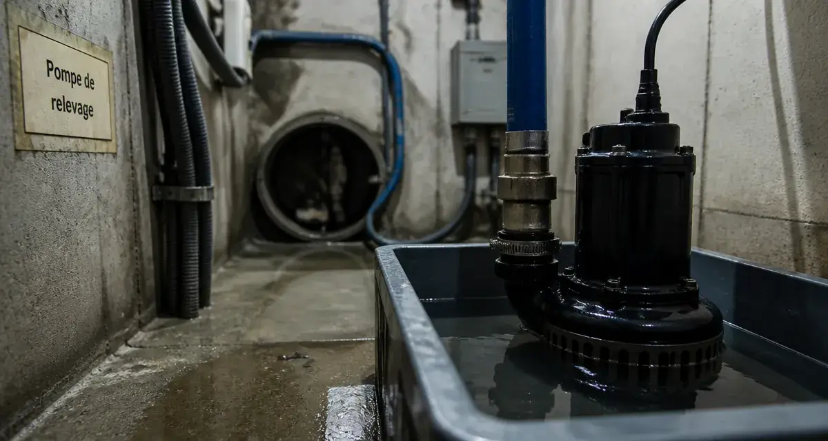 Pompe de relevage submersible dans une petite pièce technique