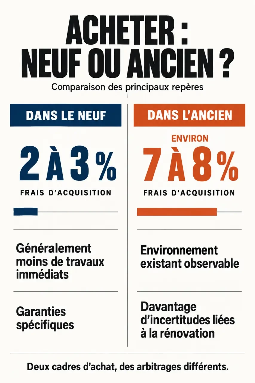 Conseils immobilier achat : comparaison des frais et contraintes entre logement neuf et ancien