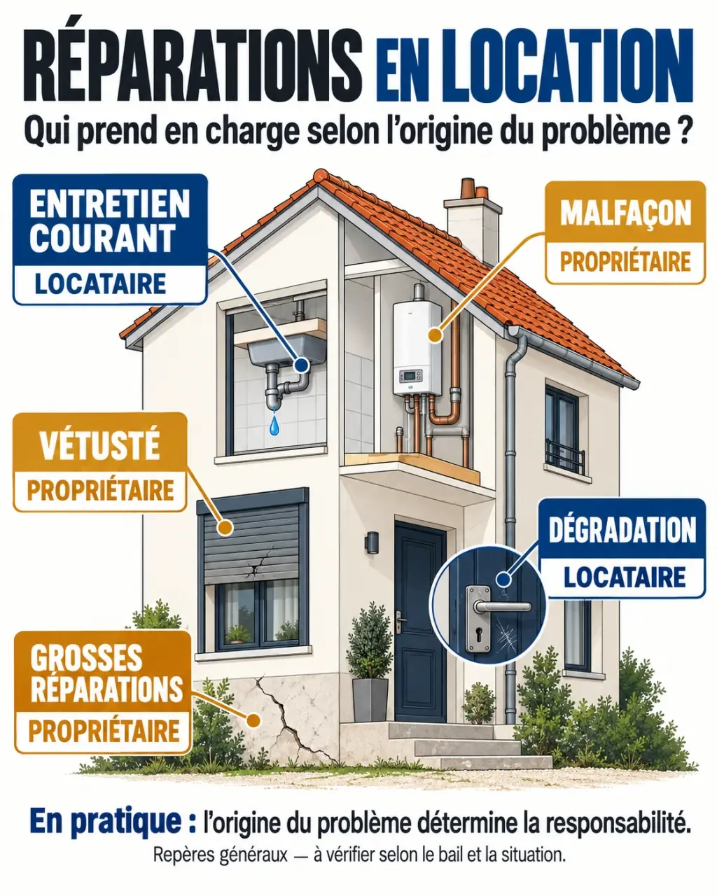 Réparation location : infographie sur les responsabilités du locataire et du propriétaire