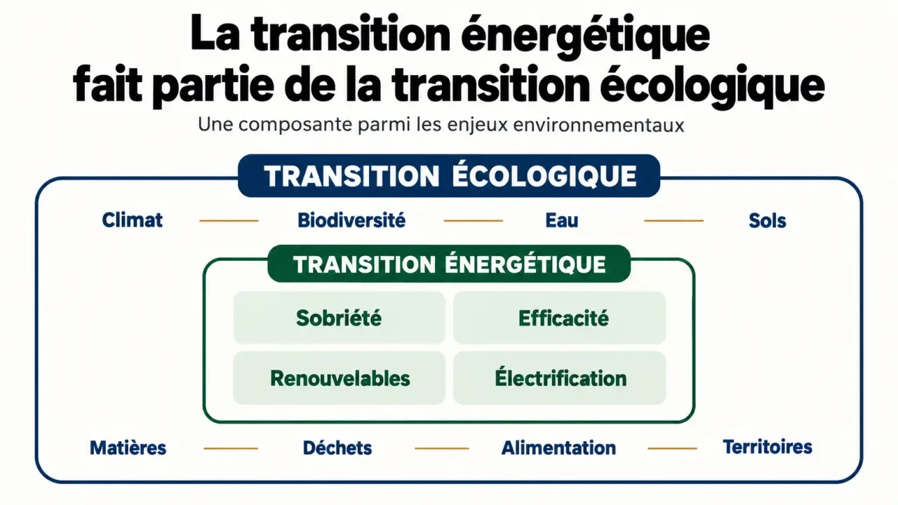 Transition écologique et énergétique : schéma des périmètres de l'énergie, du climat et des écosystèmes