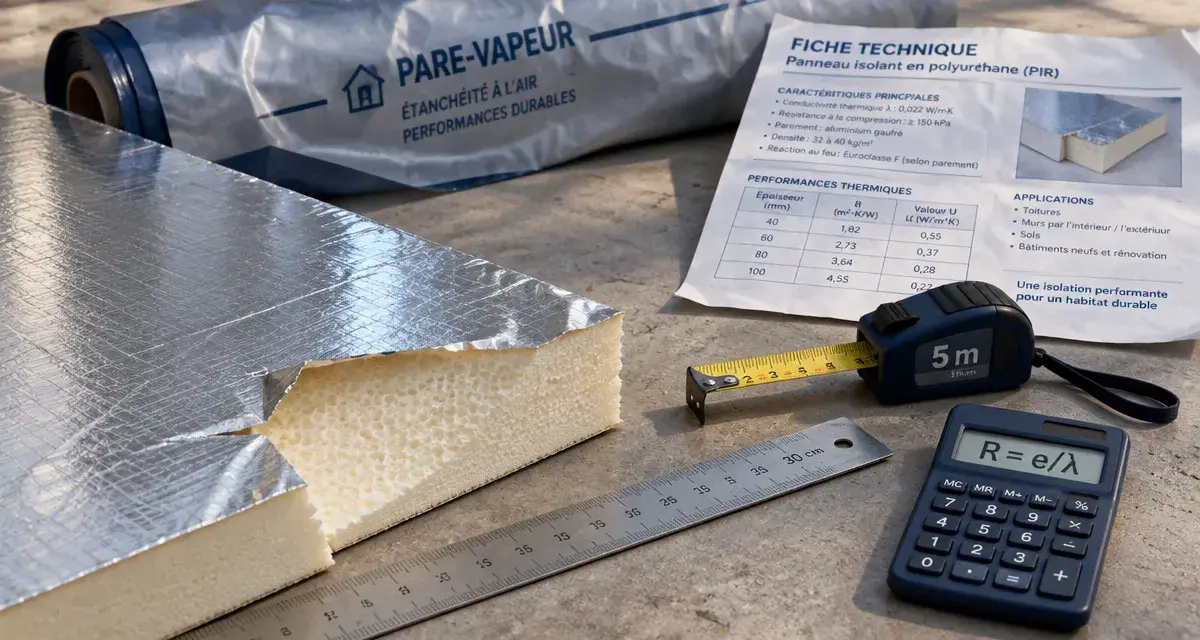 Plaque de polyuréthane pour isolation, parements aluminium, découpe chantier