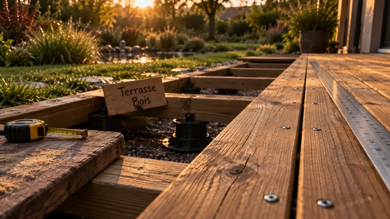 Terrasse plancher bois : lambourdes réglables et visserie inox